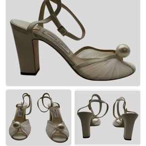 Jimmy Choo Cream Sandals with Pearl Detail
